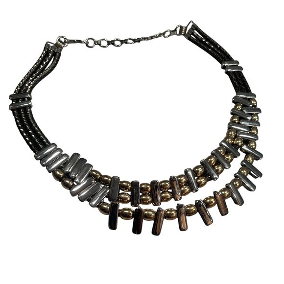 Chain Multi Strand Statement Belt Bar Metal Beaded Adjustable Gold Silver - Picture 4 of 16